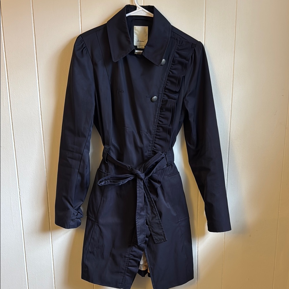 Elevenses Anthropologie Navy Trench Coat with belt
